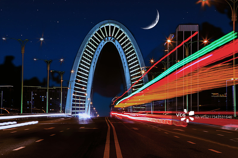 宜兴市荆邑大桥 夜景图片素材