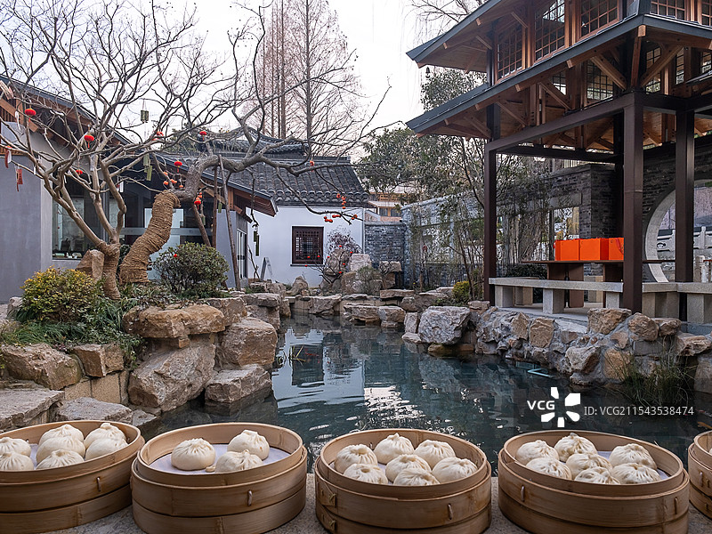 清代画家石涛扬州故居—大涤草堂改造成的扬州早茶茶社“长乐听涛“””图片素材