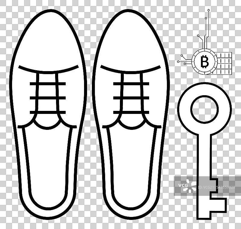 带钥匙的正装鞋轮廓图图片素材