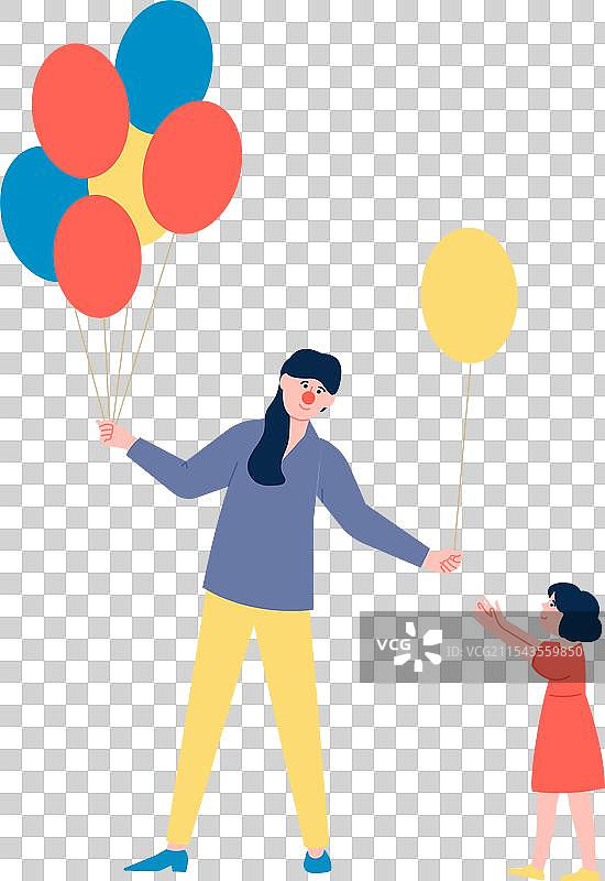 女小丑给孩子送气球，搞笑的人物图片素材