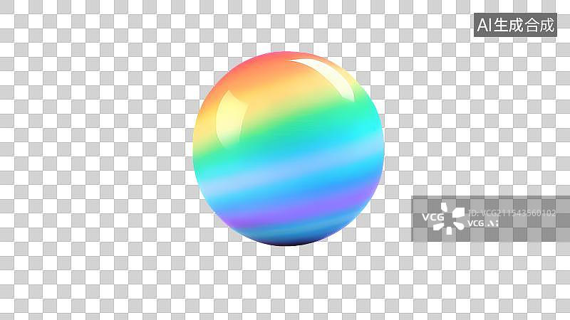 【AI数字艺术】3D渲染，彩色玻璃球，彩虹渐变色球体图形图标免抠元素图片素材