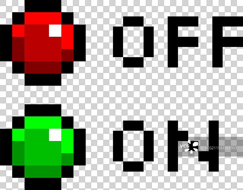 复古元素的像素艺术游戏用户界面的开关按钮图片素材