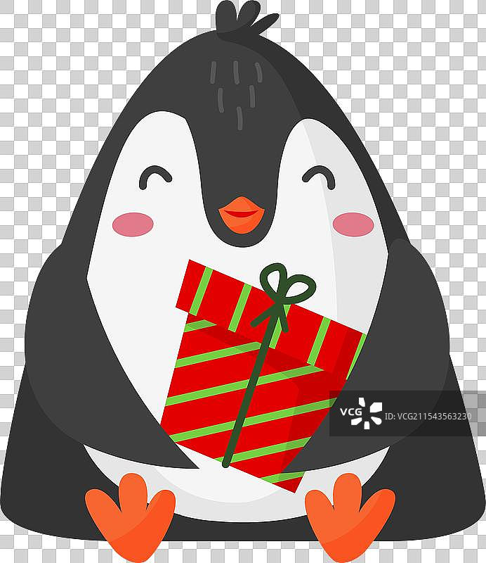 可爱的企鹅与礼物盒的圣诞庆祝活动图片素材