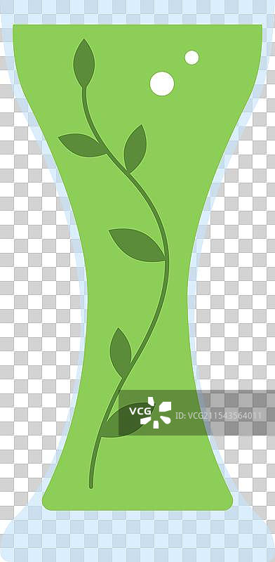 一个带有叶子图案的绿色花瓶图片素材