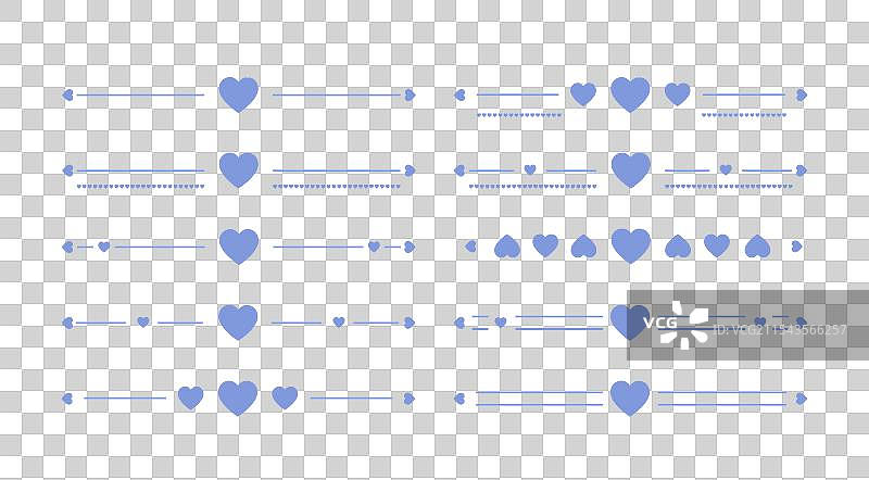 带有心形的装饰线条，蓝色心形图案图片素材