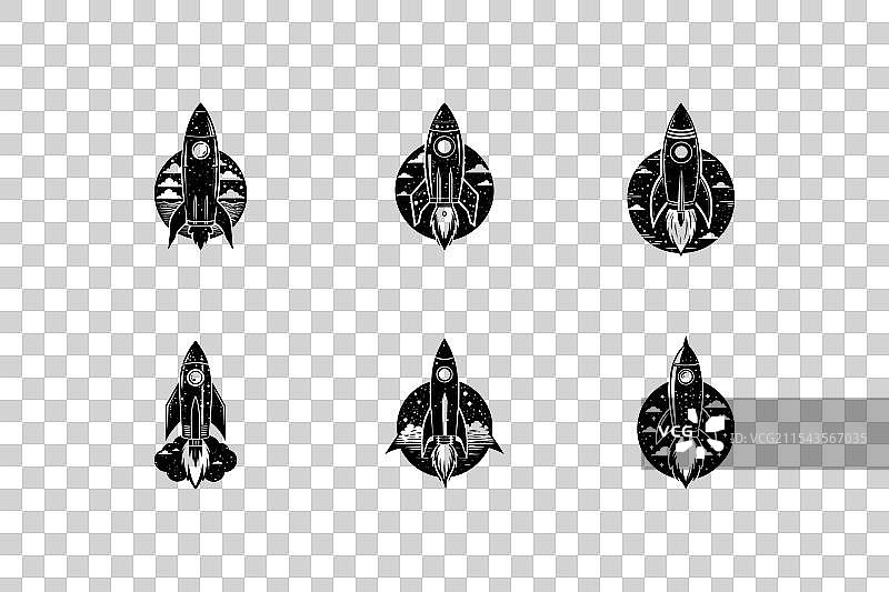 太空探索火箭设计标志和图片素材