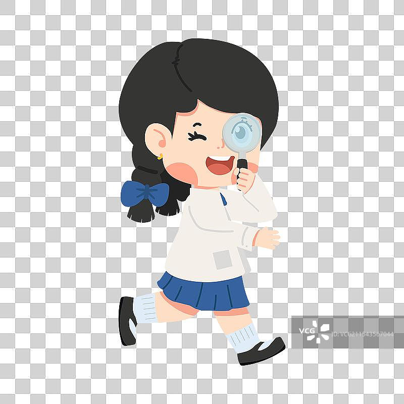 拿着放大镜的小科学家图片素材