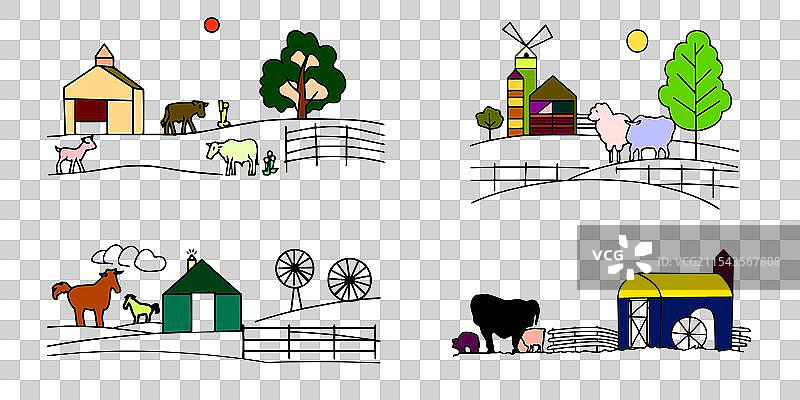 多彩的农场场景图片素材