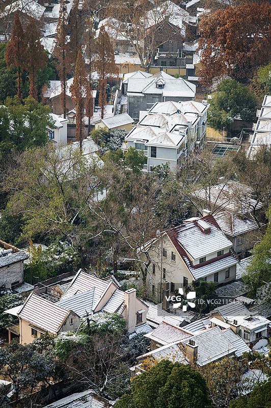 冬季初雪过后的南京颐和路图片素材