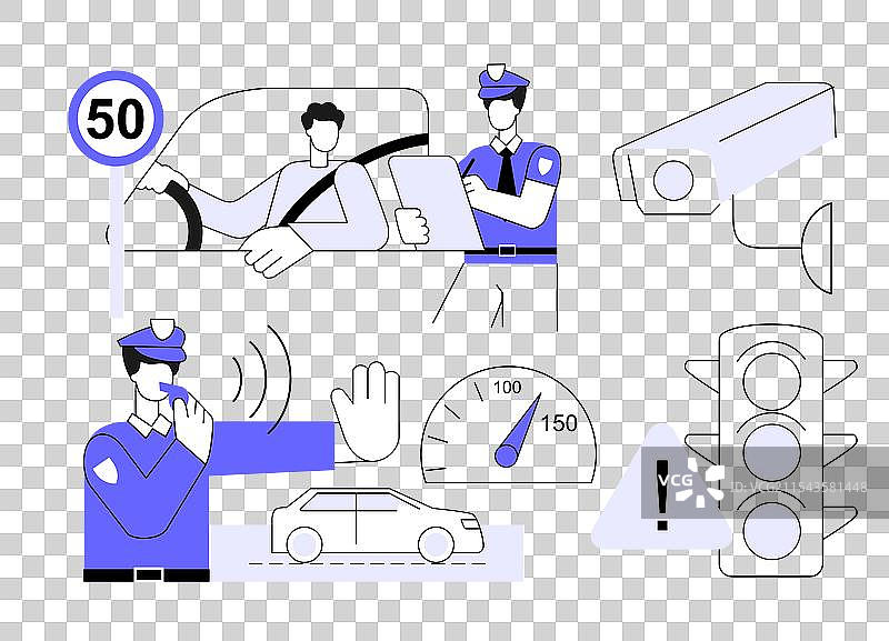 交通警察向男性开具罚单图片素材