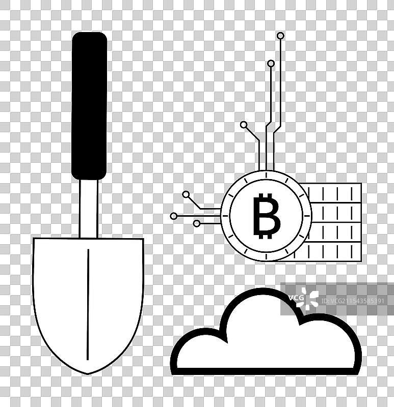 比特币挖矿与云计算图片素材