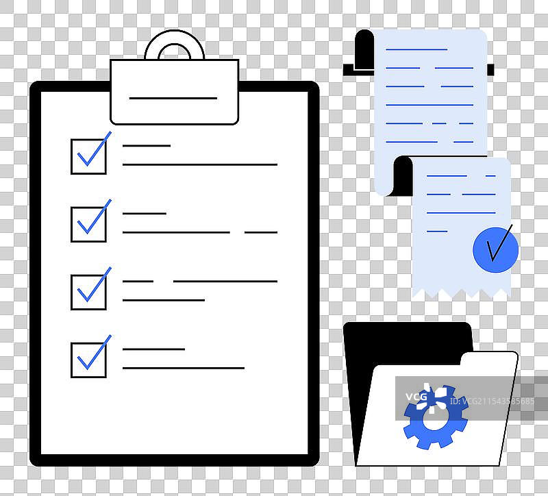 带有收据和文件夹的任务清单图片素材