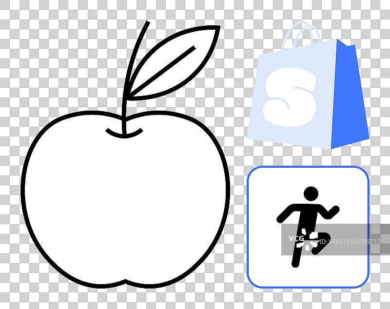 健康生活方式的象征，带有苹果轮廓图片素材