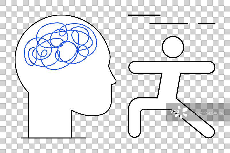 简化的人类形象与大脑图片素材