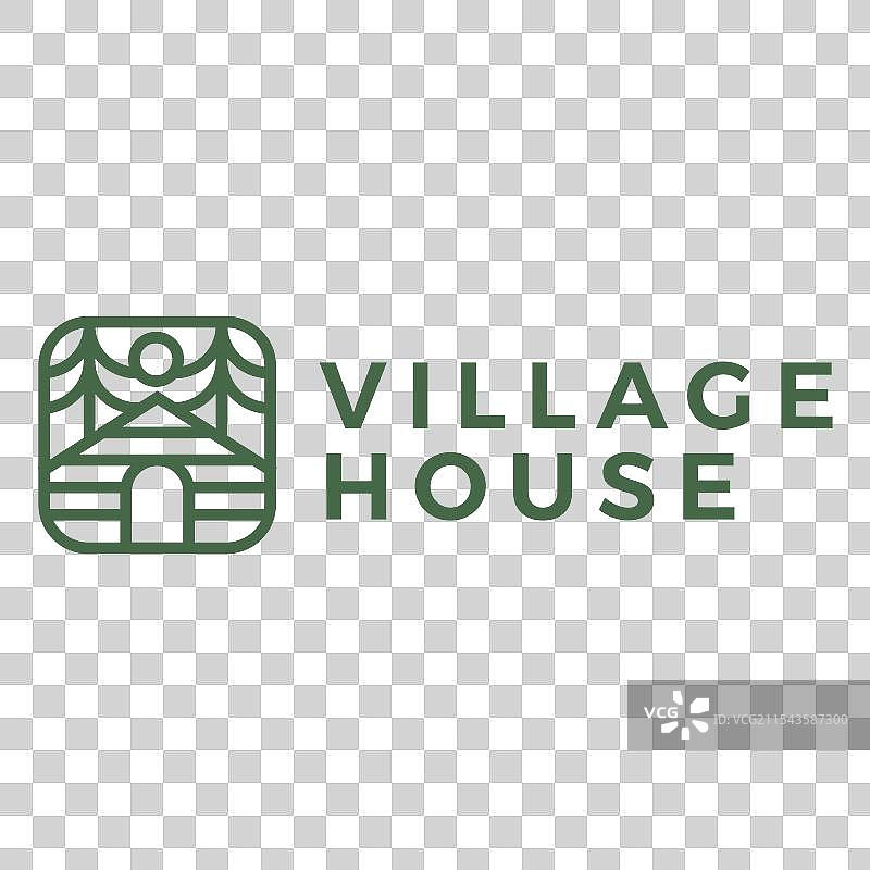 村庄房屋扁平化极简风格标志设计图片素材
