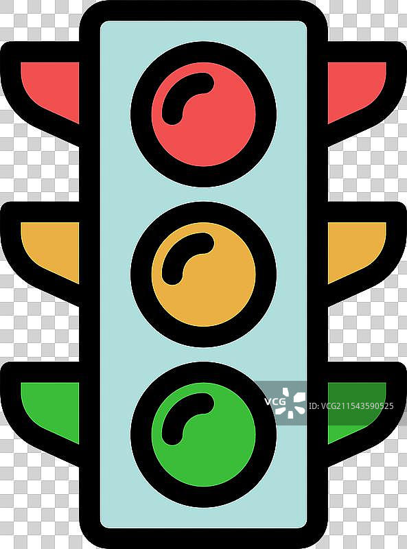 交通信号灯显示绿色，表示可以通行图片素材