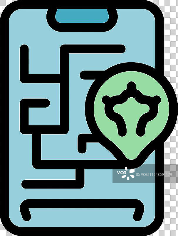 智能手机显示大脑图标的位置图片素材