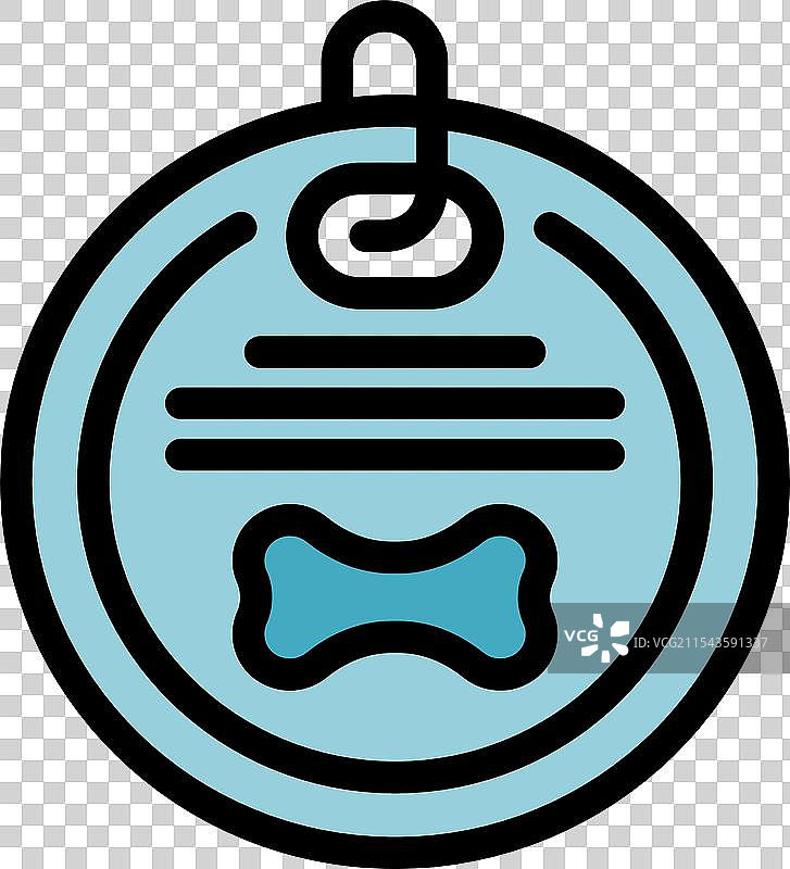 圆形狗牌悬挂着骨头符号，适用于宠物图片素材