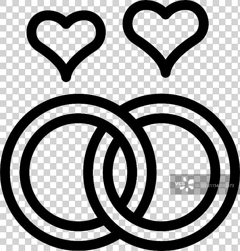 两个交织在一起的婚戒象征着爱情和图片素材