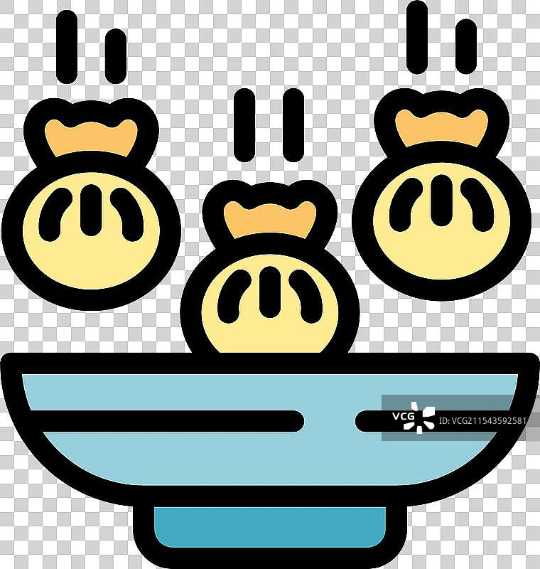 三个中国饺子掉入碗中，极简风格图片素材