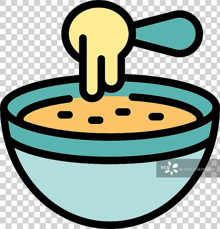 勺子倒入碗中的奶油汤图标图片素材