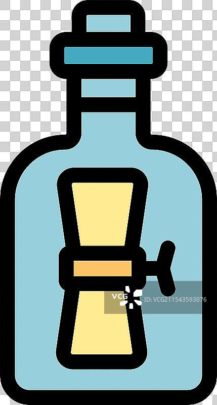 漂浮在水面上的瓶中信件，带有软木塞盖图片素材