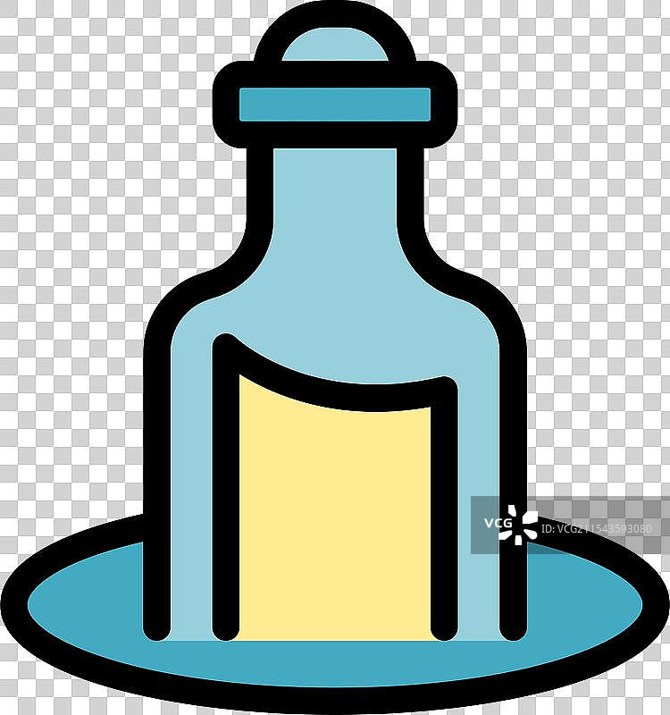 漂浮在水面上的瓶中信件，带有软木塞图片素材