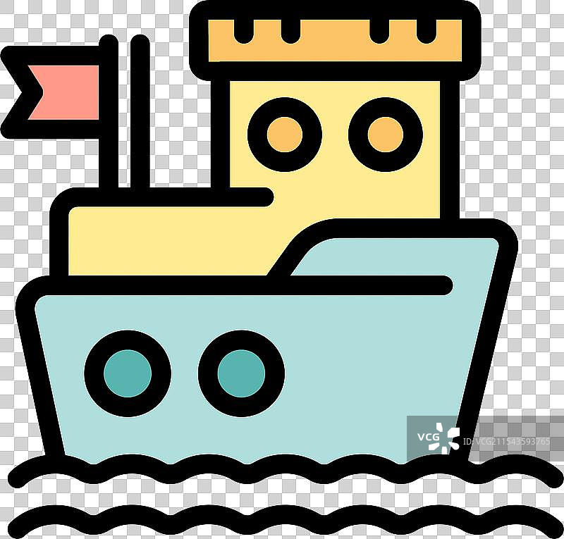 渔船在水面上航行，迎风飘扬的旗帜图片素材