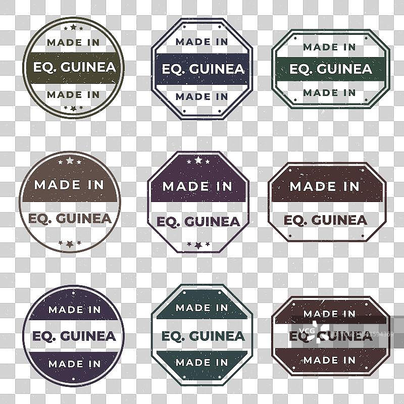 赤道几内亚制造的标签套件准备就绪图片素材