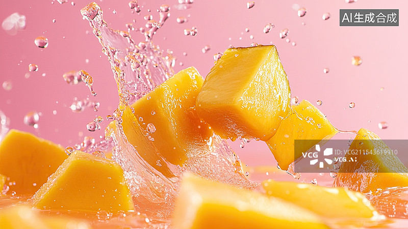 【AI数字艺术】水花飞溅的芒果图片素材