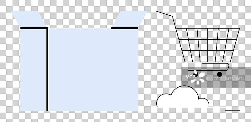 在线购物和快递盒概念图片素材