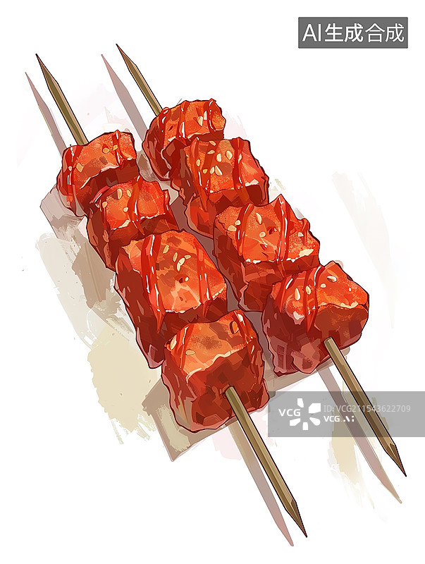 【AI数字艺术】白色背景下的烤肉插画图片素材