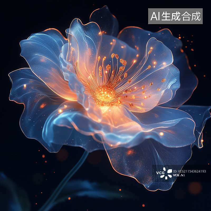 【AI数字艺术】半透明的花朵图片素材