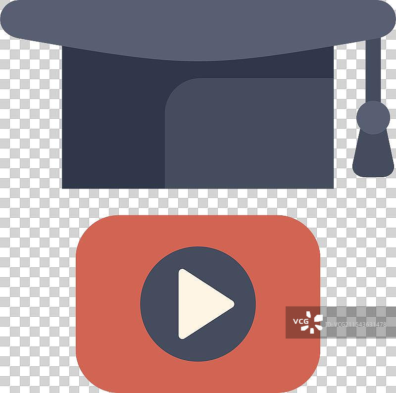 毕业帽漂浮在播放按钮图标上图片素材