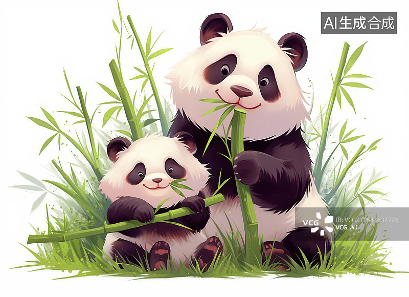 【AI数字艺术】中国大熊猫卡通形象图片素材