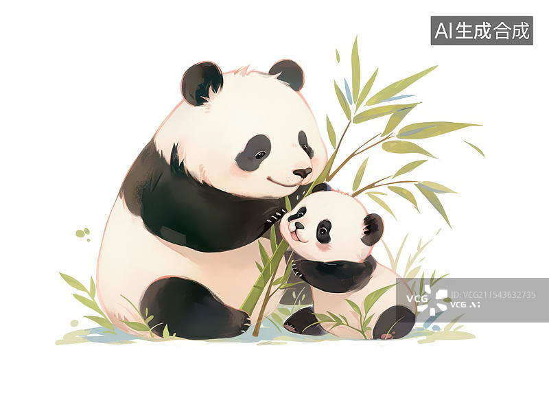【AI数字艺术】中国大熊猫卡通形象图片素材