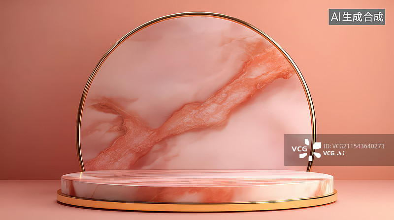【AI数字艺术】粉色石材质感的电商展台背景图片素材
