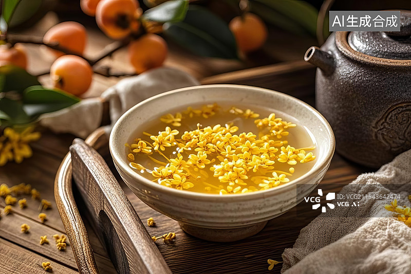 【AI数字艺术】桂花酒酿 中式饮品图片素材