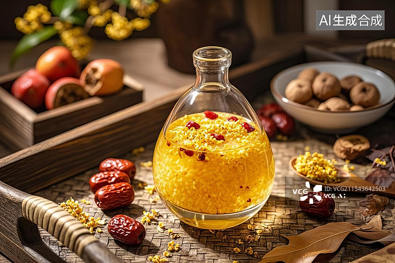 【AI数字艺术】桂花酒酿 中式饮品图片素材