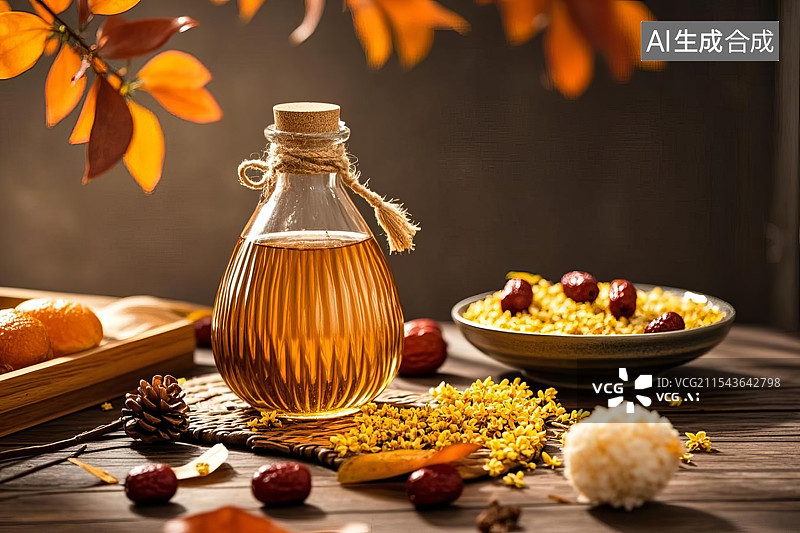 【AI数字艺术】桂花酒酿 中式饮品图片素材