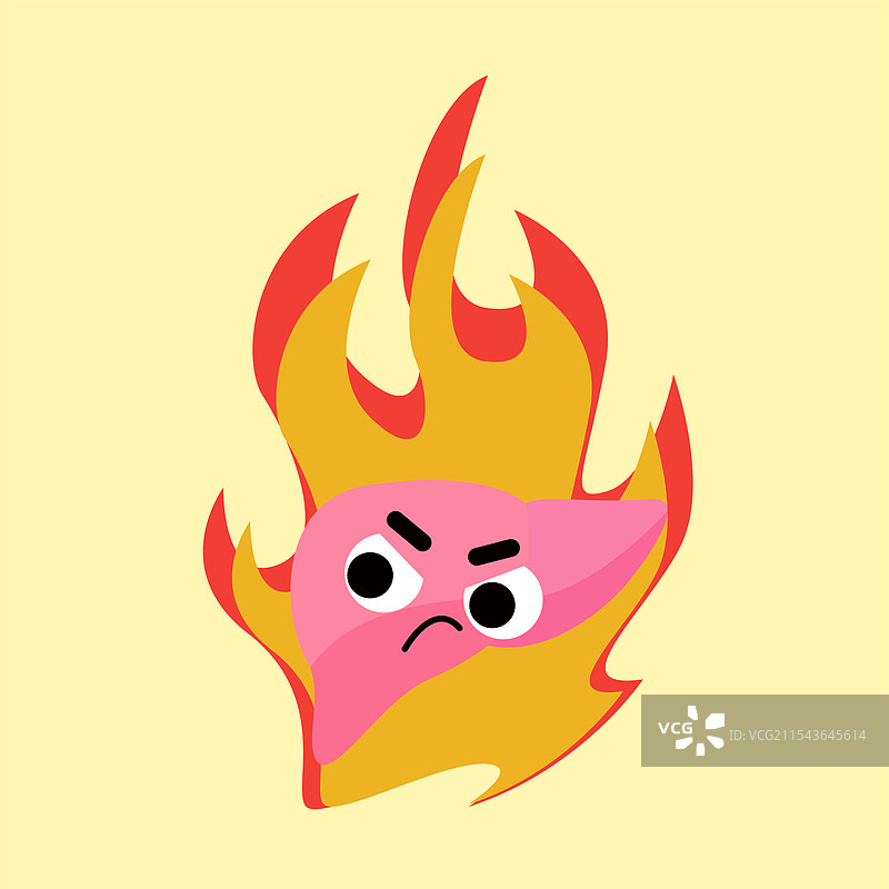 肝火旺 肝脏生气卡通表情插画图片素材