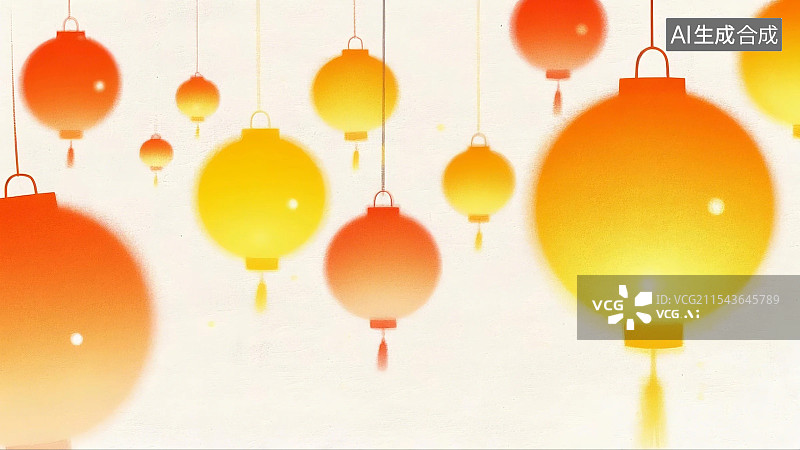 【AI数字艺术】中国传统灯笼扁平新年插画图片素材