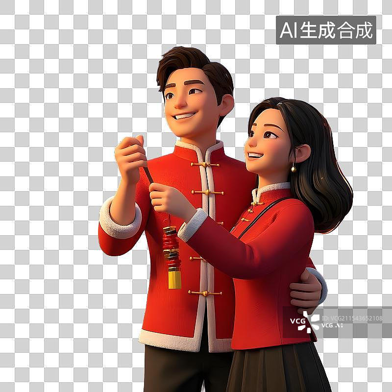 【AI数字艺术】传统喜庆春节新年家庭人物元素图片素材