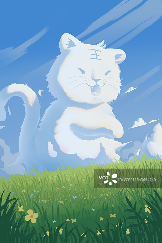 云朵像猫老虎幻想风景图片素材