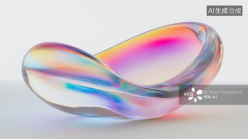 【AI数字艺术】透明白膜彩虹折射背景图片素材