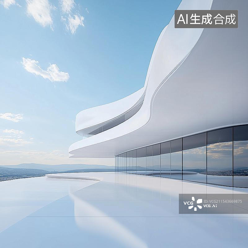 【AI数字艺术】白色风格未来建筑图片素材