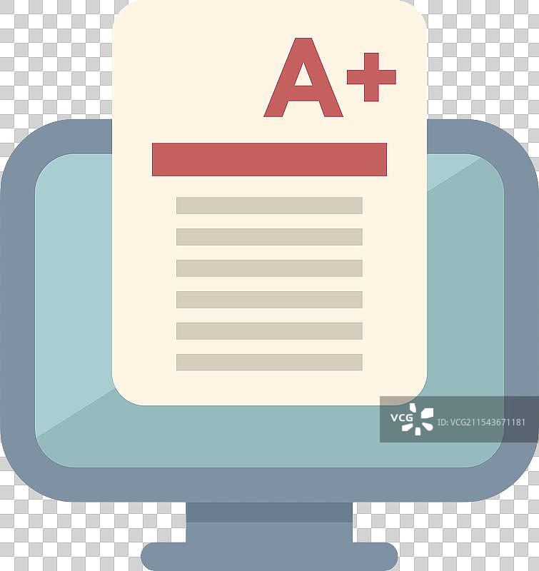 电脑屏幕上显示在线课程的优异成绩图片素材