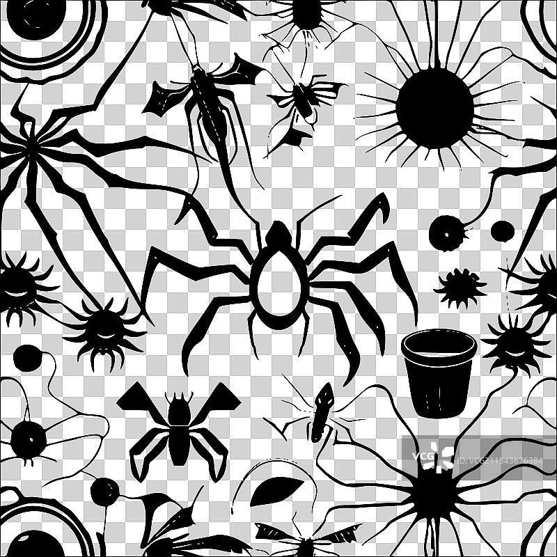蜘蛛抽象图案无缝设计图片素材
