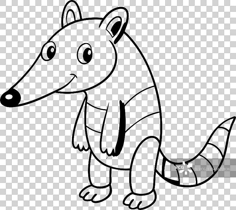 可爱的食蚁兽卡通形象，背景为白色平面图片素材