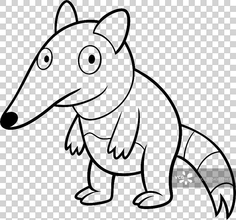 可爱的食蚁兽卡通形象，白色背景下的平面设计图片素材